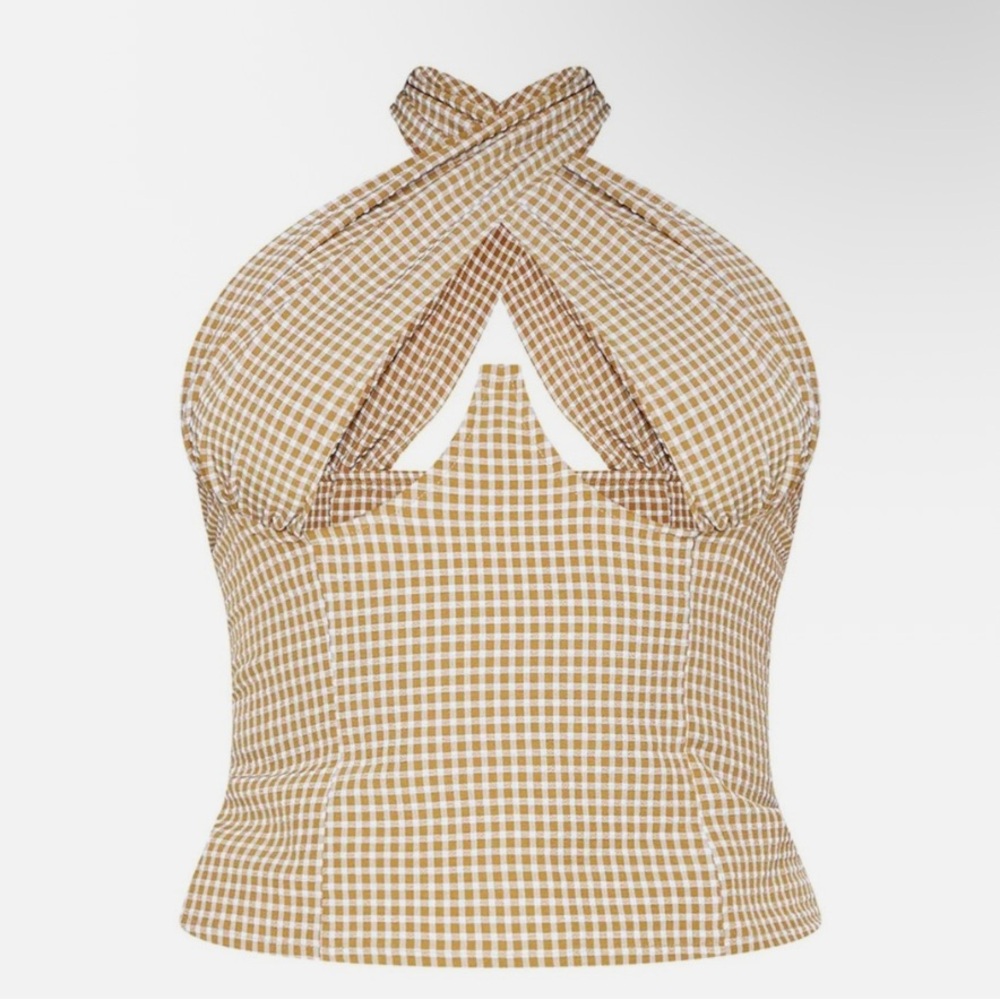 PLT Checkered Print Cross Over Zip Top